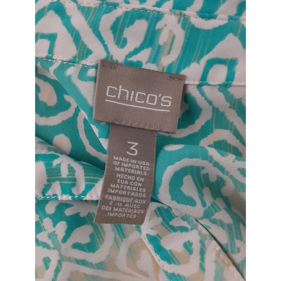 Chicos Womens Printed Ombre 3/4 Sleeve Sheer Popover Tunic Top Lightweight XL 3 - Picture 5 of 9